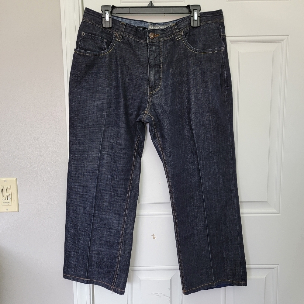 ENZO Denim Mens Premium Denim Jeans Cropped Streetwear Medium Wash Size 36 X 24